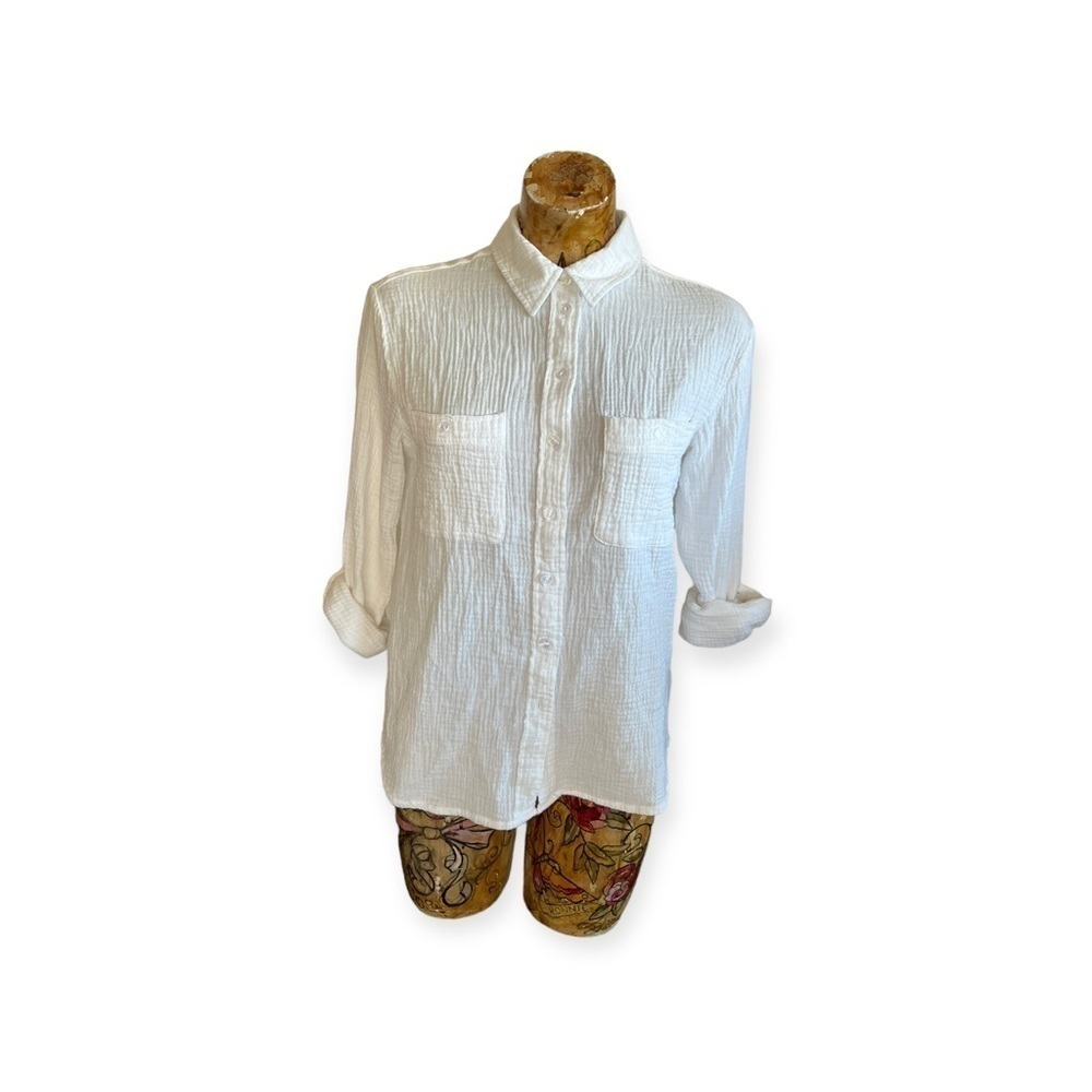 Sanctuary top button front long sleeve white XS